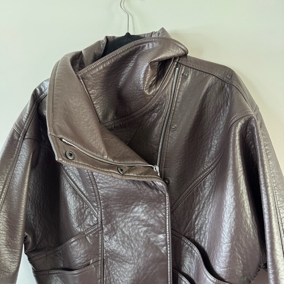 NWOT! MOTHER - The Count Chocula Faux Leather Jacket - Brown - Picture 7 of 16